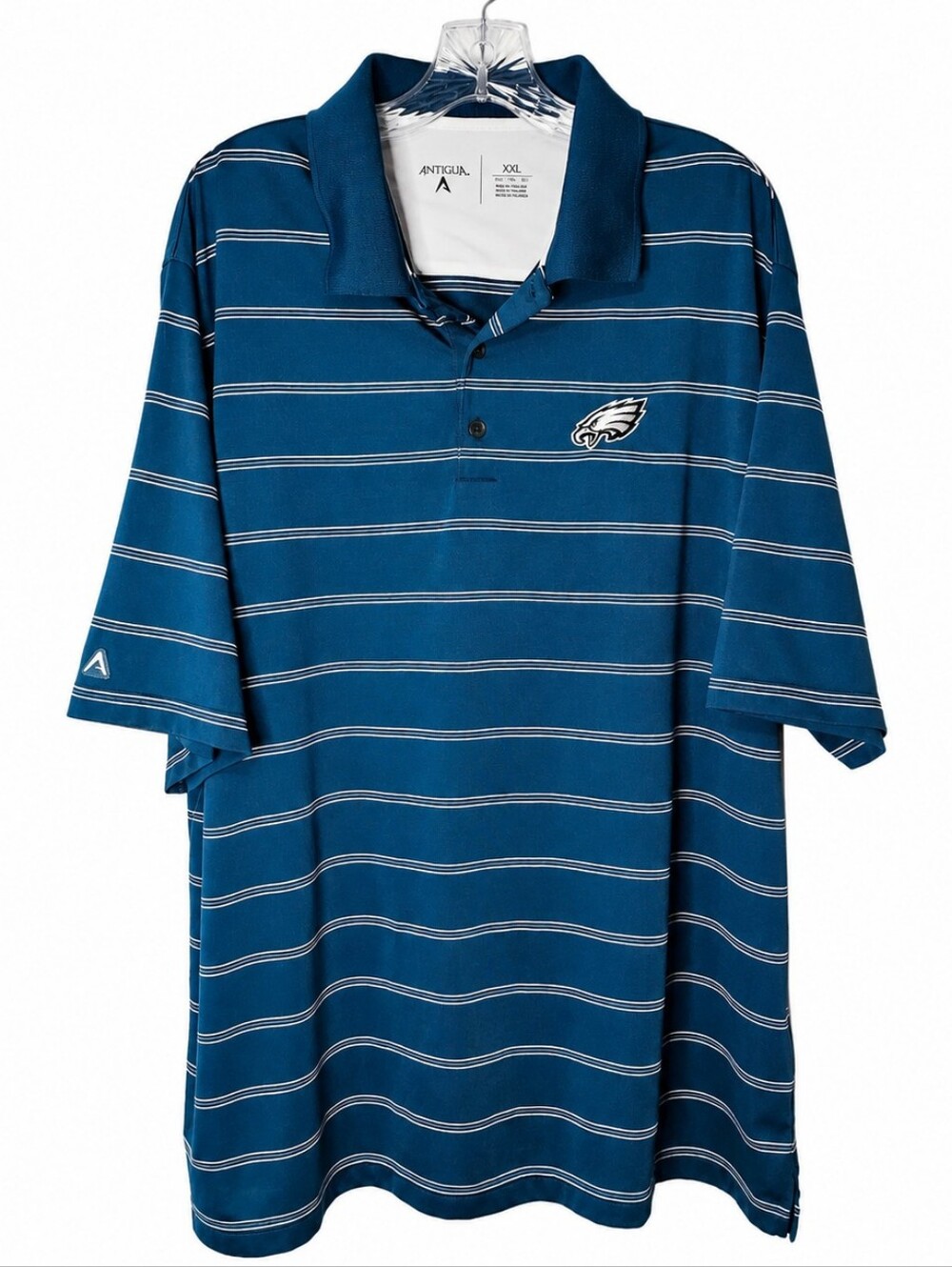Antigua Philadelphia Eagles Polo Shirt Men's XXL Blue Striped Performance Golf